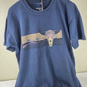 Y2K Colorado Timberline Bull Skull Western Graphic T-Shirt Men’s Large Blue